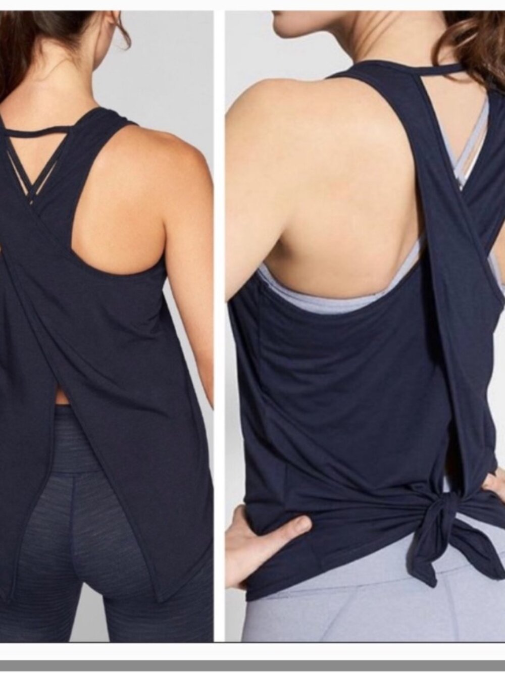 Athleta Women’s Essence Tie Back Split Back Open Back Criss Cross Tank Sz XS